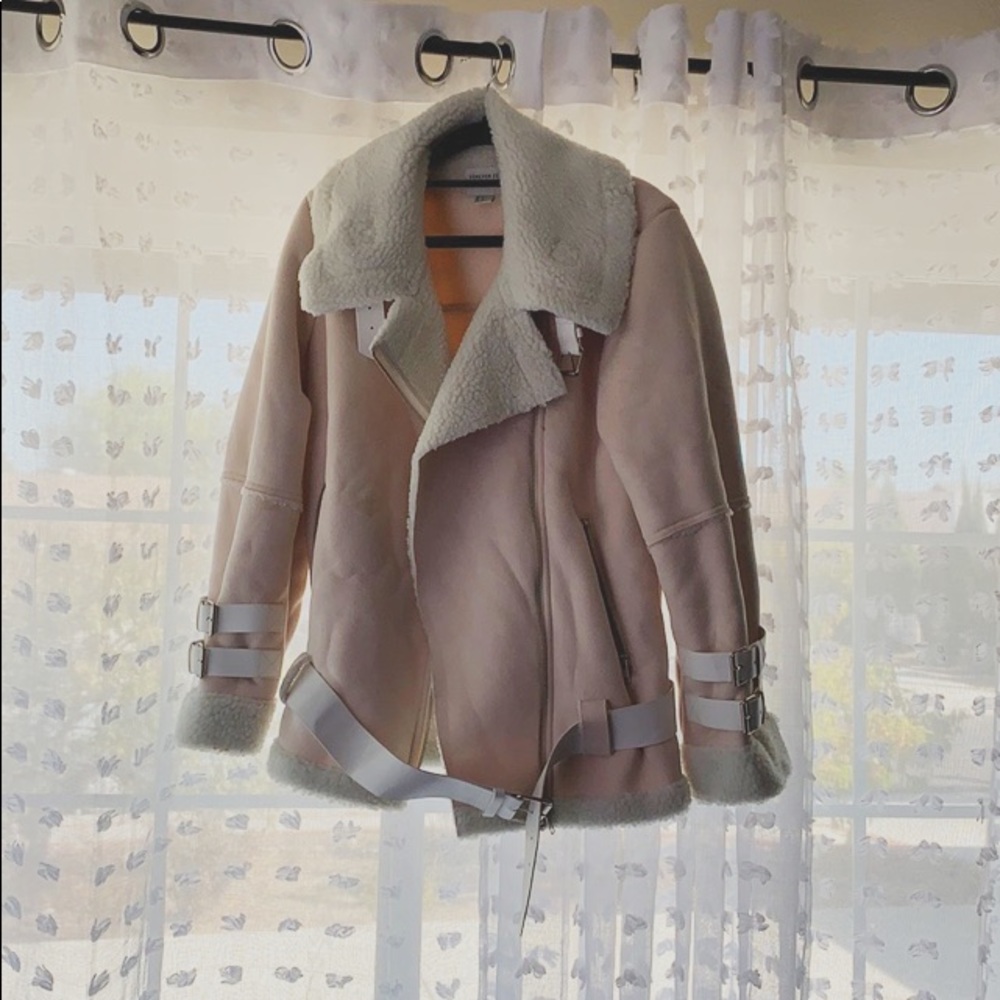 Faux shearling and suede Moto jacket